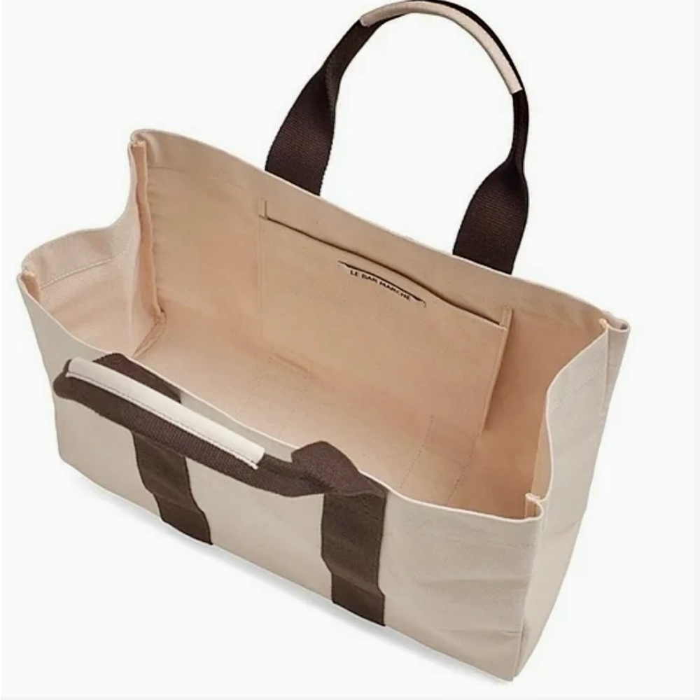 Classic Cream and Brown Tote Bag with Sturdy Handles - Picture 2 of 4